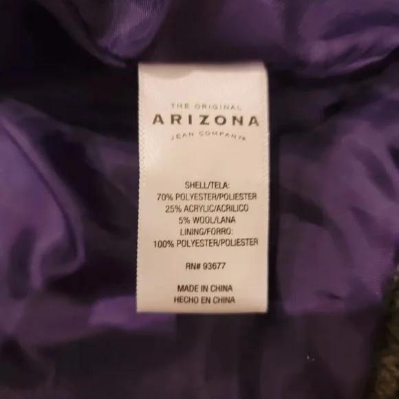 Arizona purple plaid double breasted black button up belted jacket coat S - Picture 9 of 9